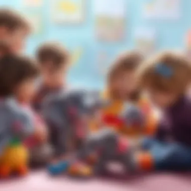 Social Interaction Through Play Group of children playing with Playskool elephant toys