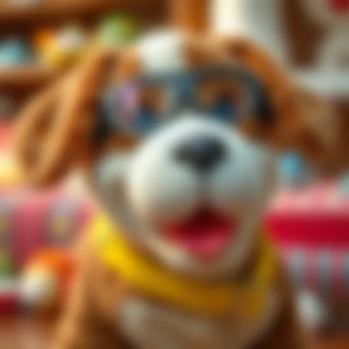 Close-up of a high-quality plush dog showcasing safety standards
