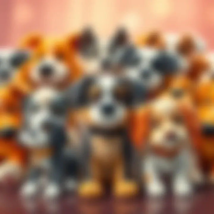 A diverse set of plush dogs suitable for various age groups