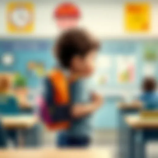 A child using a Polo school backpack in a classroom setting