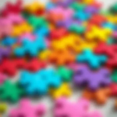 Colorful puzzle pieces scattered on a table