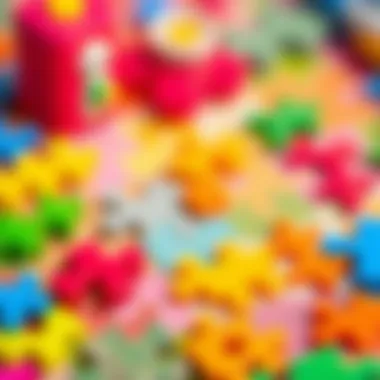 Close-up of a completed puzzle with bright colors