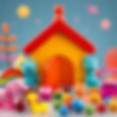 Colorful rainbow ruby toys arranged for creative play