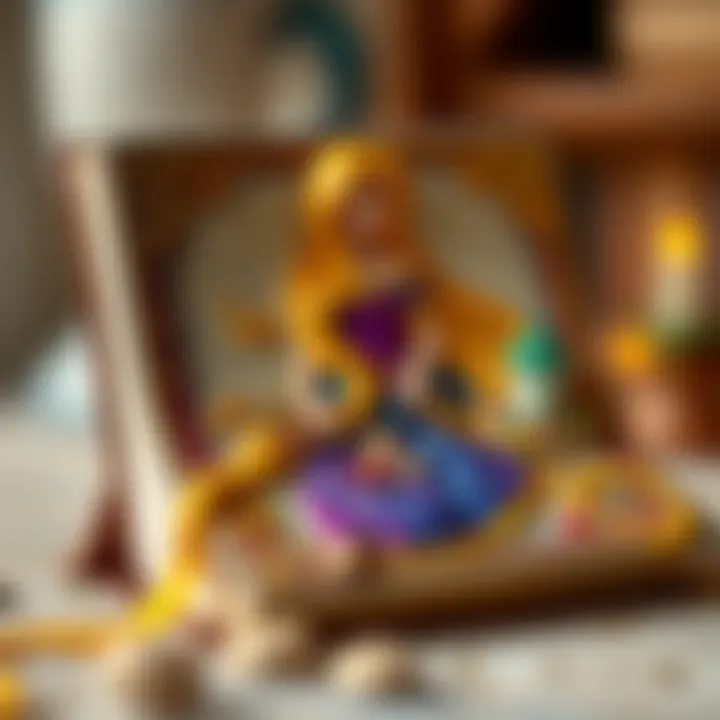 A detailed depiction of a traditional fairy tale book featuring Rapunzel.