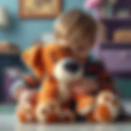 A child engrossed in play with a realistic plush dog, stimulating imagination