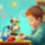 A child engaging with a robotic coding toy