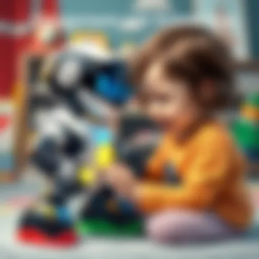 A child interacting with a robotic toy, showcasing engagement and learning.