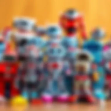 A variety of robotic toys displayed together, highlighting diversity and innovation.