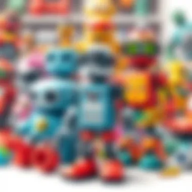 A vibrant assortment of robot toys promoting creativity and learning