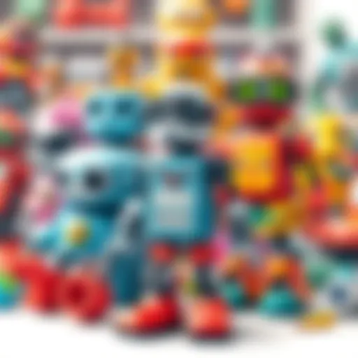 A vibrant assortment of robot toys promoting creativity and learning