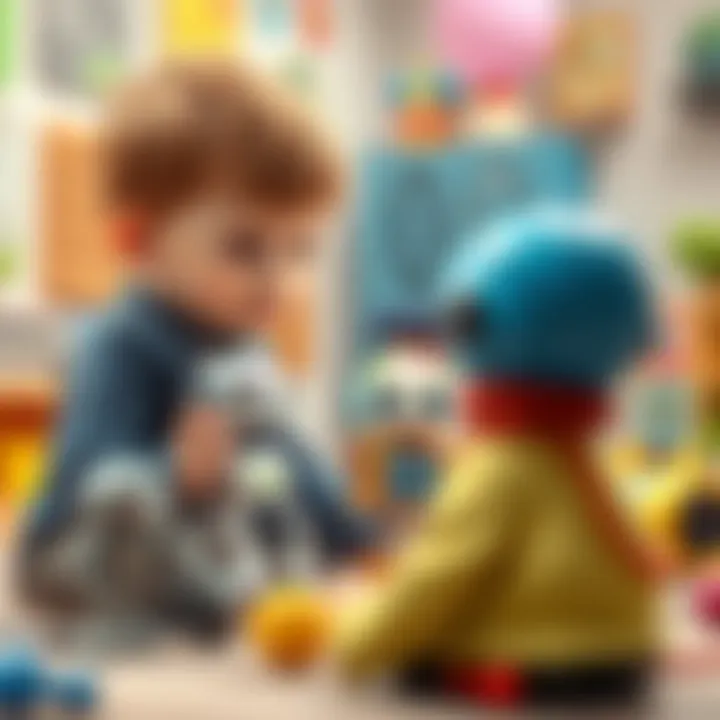 Children engaging with educational robot toys in a playful environment