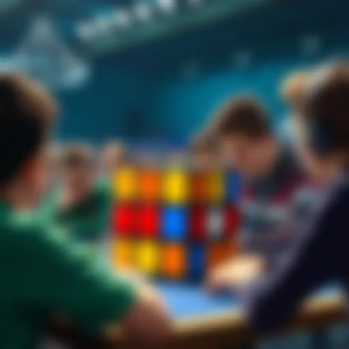 A competitive Rubik's Cube tournament in action