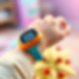 A colorful voice bracelet on a child's wrist