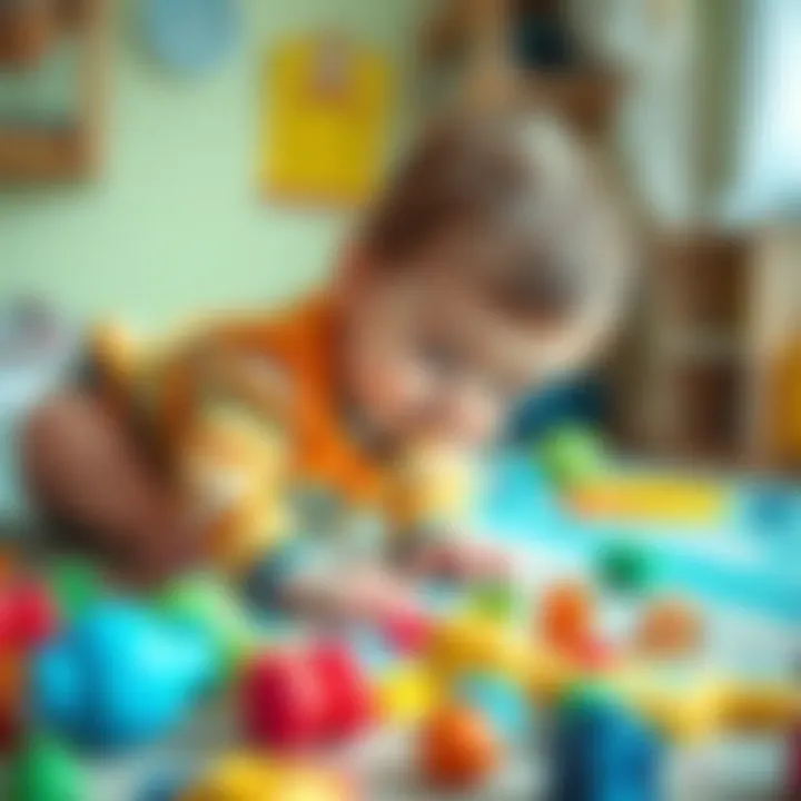 A playful baby exploring colorful toys on the floor