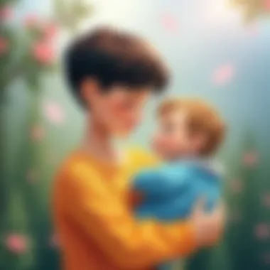 A tender moment of a parent holding their baby