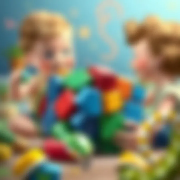 Children Engaging with Snake Cube Children playing with snake cube, enhancing their creativity