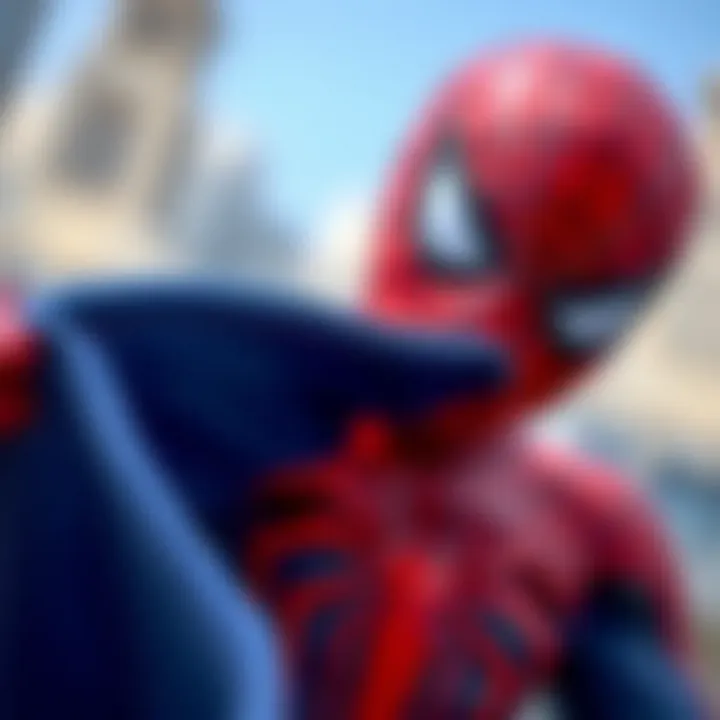 Close-up of high-quality fabric used in a Spider-Man costume