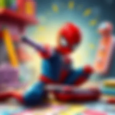 Child's creativity enhanced by Spiderman pencil case