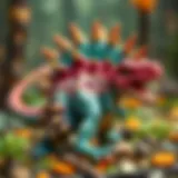 A detailed illustration showcasing the spiky back of a dinosaur