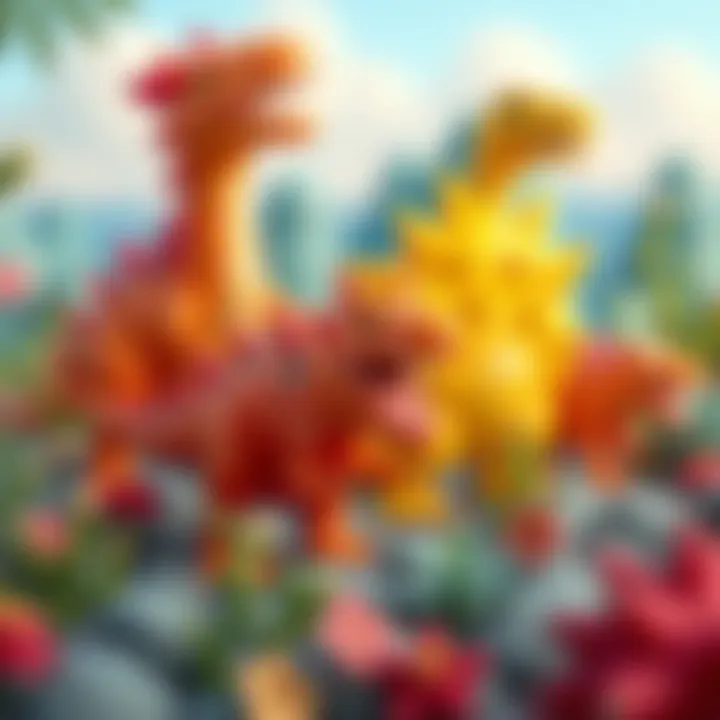 A vibrant scene depicting the natural habitat of spiky dinosaurs