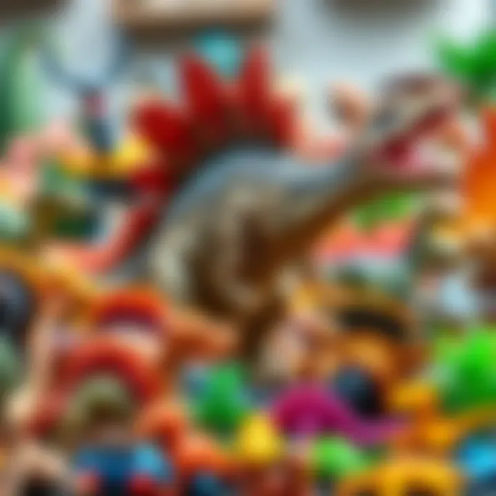 Diverse Spinosaurus toy collection on display