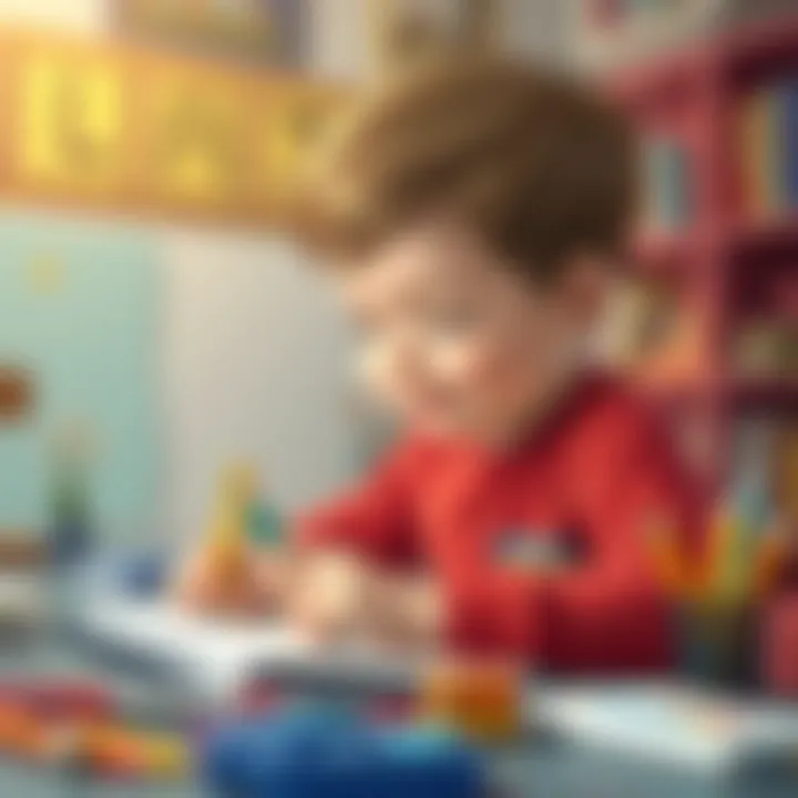 Child Utilizing Educational Stationery Child engaging with educational stationery