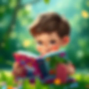 Engrossed in a Story A child engrossed in a colorful storybook.