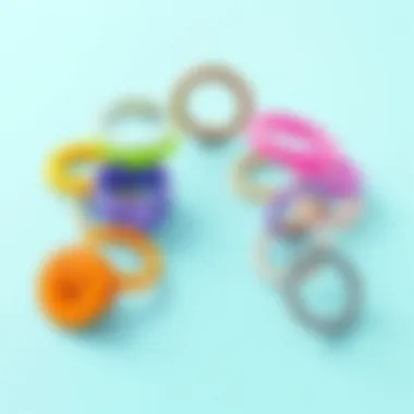 Various designs of stress rings arranged aesthetically.