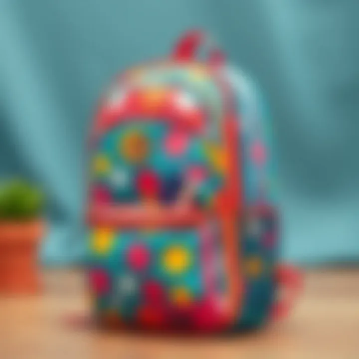 A stylish school backpack featuring vibrant colors and patterns