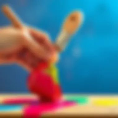 Applying water-based wood paint with brush