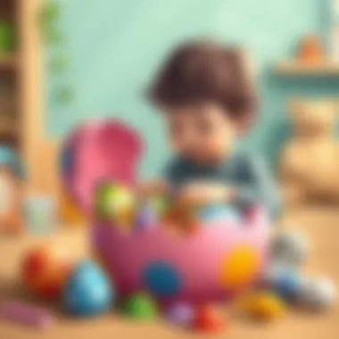 A child engaging with educational toys from a surprise egg
