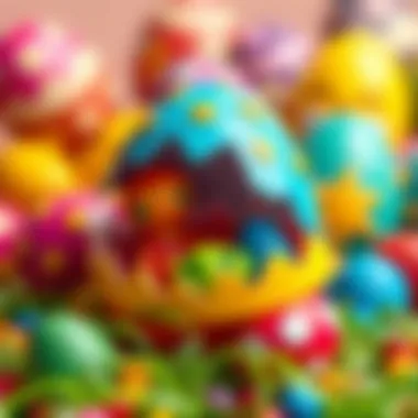 Colorful surprise eggs showcasing a variety of educational toys inside