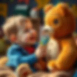 A child interacting with a talking teddy bear, showcasing engagement and learning.