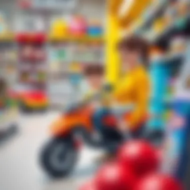 Choosing the Right Three-Wheeled Vehicle A parent and child selecting a three-wheeled vehicle in a toy store