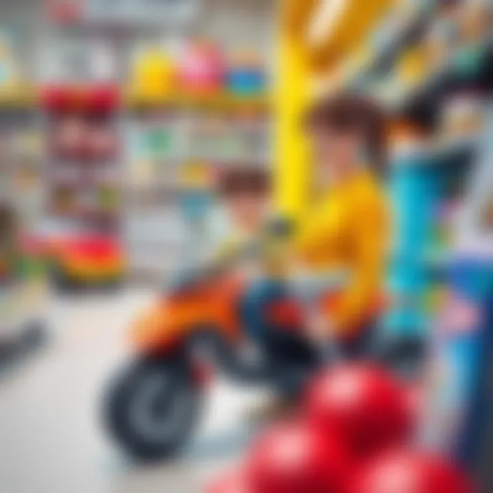 Choosing the Right Three-Wheeled Vehicle A parent and child selecting a three-wheeled vehicle in a toy store