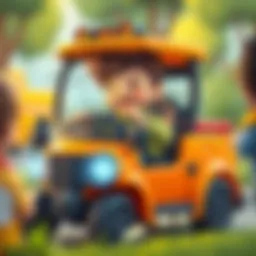 A child happily driving a battery-powered truck