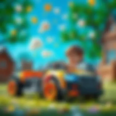 Child's Imagination Unleashed with a Battery-Powered Truck A child using their imagination while playing with a battery-powered truck