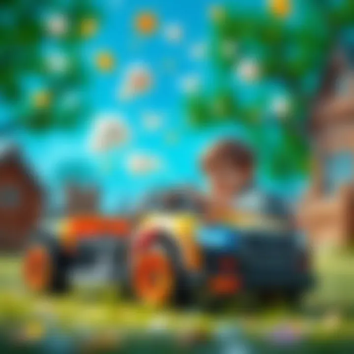 Child's Imagination Unleashed with a Battery-Powered Truck A child using their imagination while playing with a battery-powered truck