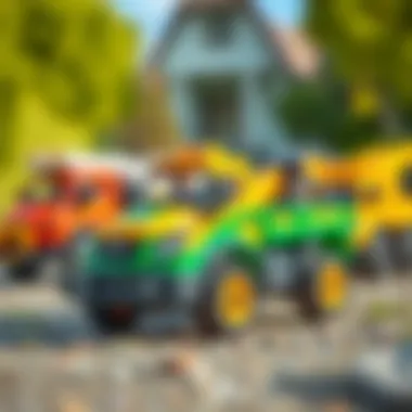 Variety of Battery-Powered Trucks for Children Different types of battery-powered trucks for kids