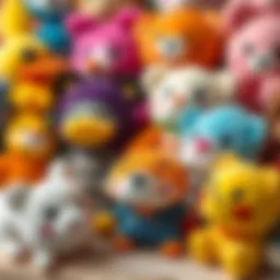 A colorful plush toy collection promoting creativity in children