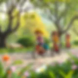 Joy of Biking in Nature Children riding bicycles in a park