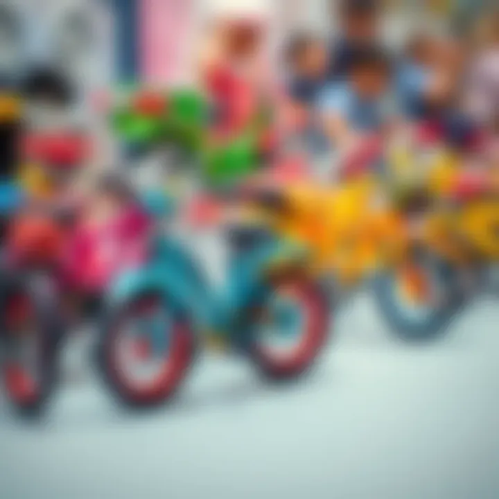 Different models of children's bicycles displayed