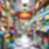 A vibrant display of educational toys in a children's store.