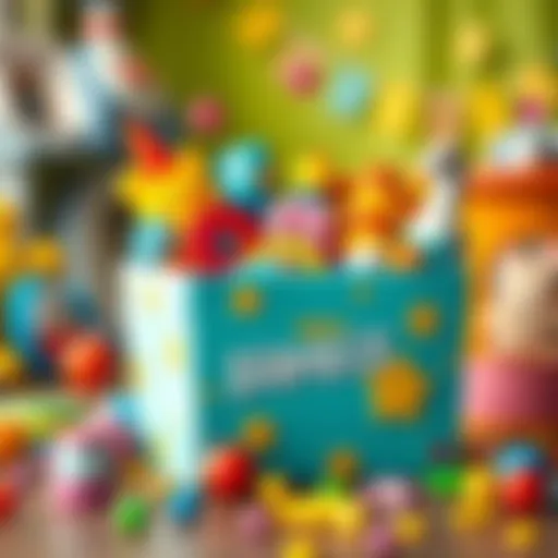 A colorful surprise box filled with toys and surprises for children