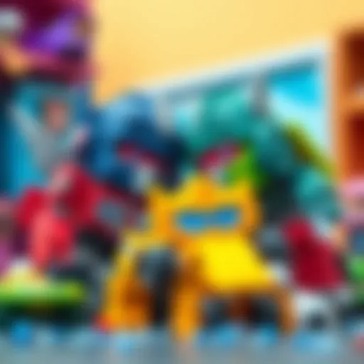 Transformers characters interacting in a playful setting