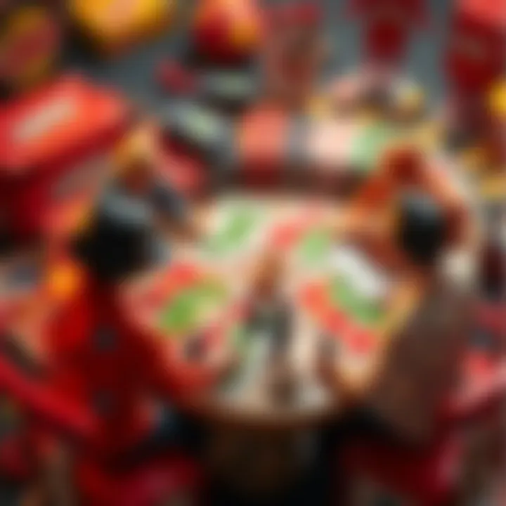 Engaged Players in Uno Game A strategic layout of Uno game with players engaging in a match