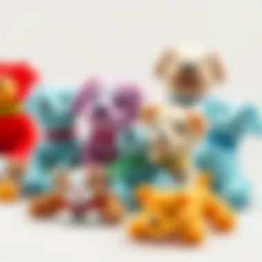 Variety of plush toys for dogs