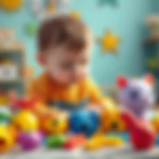 Baby Engaged with Colorful Toys Engaged baby exploring with toys