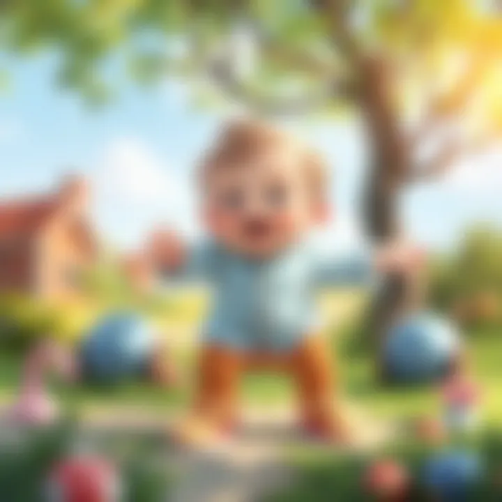 Baby demonstrating physical activity outdoors