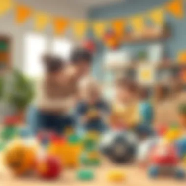 Parents interacting with their active child